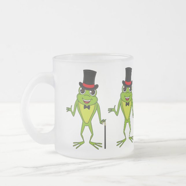 Funny Frosch mit Top-Hut-Cartoon Mattglastasse (Links)