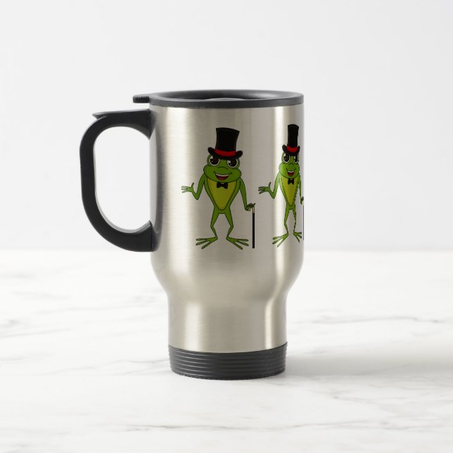 Funny Frosch mit Top-Hut-Cartoon Reisebecher (Links)