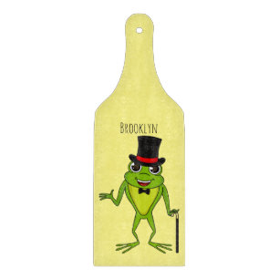 Funny Frosch mit Top-Hut-Cartoon Schneidebrett