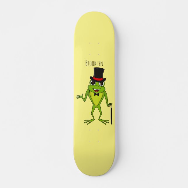 Funny Frosch mit Top-Hut-Cartoon Skateboard (Vorne)