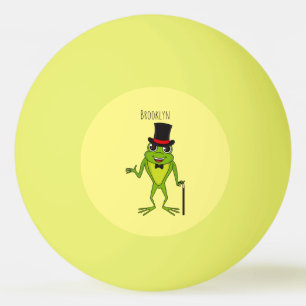 Funny Frosch mit Top-Hut-Cartoon Tischtennisball