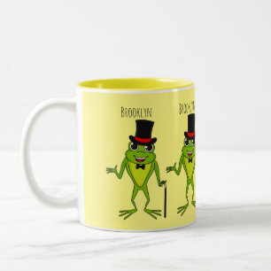 Funny Frosch mit Top-Hut-Cartoon Zweifarbige Tasse