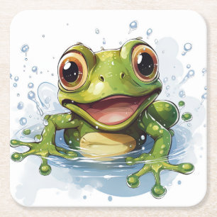 Funny Frosch Rechteckiger Pappuntersetzer