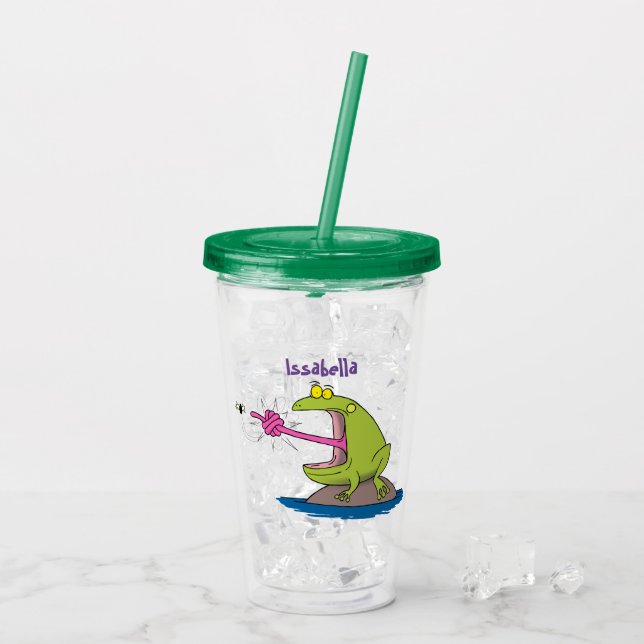 Funny Frosch und Fliege Cartoon Acryltrinkbecher (Rückseite Ice)