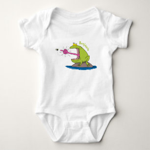 Funny Frosch und Fliege Cartoon Baby Strampler