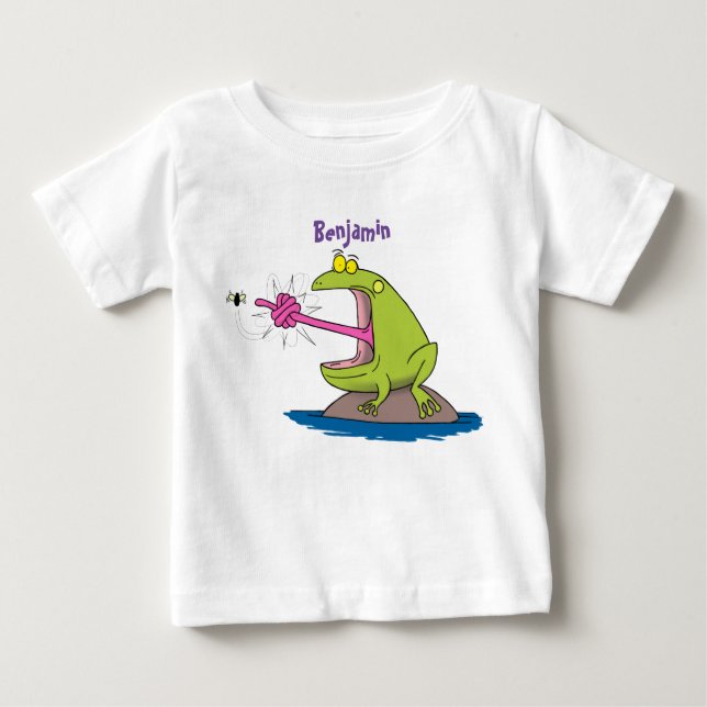 Funny Frosch und Fliege Cartoon Baby T-shirt (Vorderseite)
