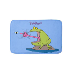Funny Frosch und Fliege Cartoon Badematte
