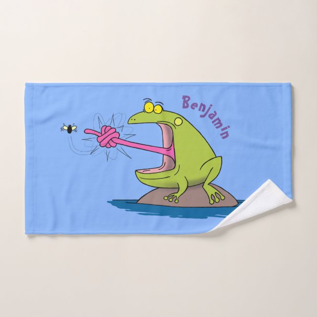 Funny Frosch und Fliege Cartoon Badhandtuch Set (Handtuch)