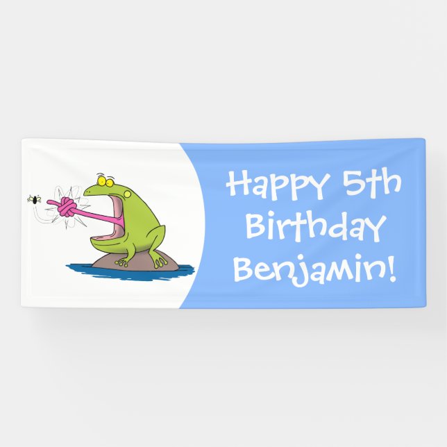 Funny Frosch und Fliege Cartoon Banner (Horizontal)