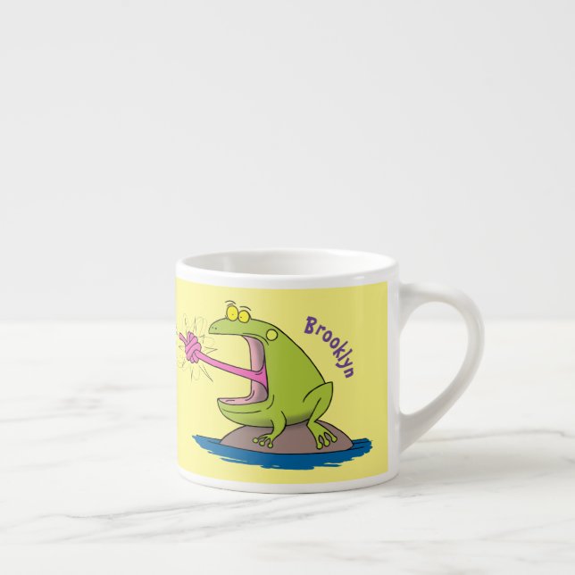 Funny Frosch und Fliege Cartoon Espressotasse (Rechts)