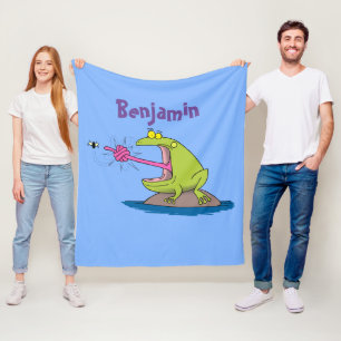 Funny Frosch und Fliege Cartoon Fleecedecke