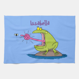 Funny Frosch und Fliege Cartoon Geschirrtuch