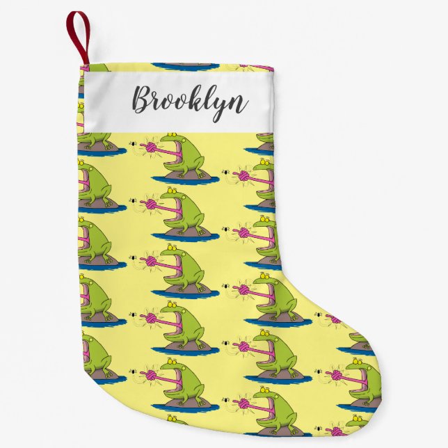 Funny Frosch und Fliege Cartoon Kleiner Weihnachtsstrumpf (Vorderseite)