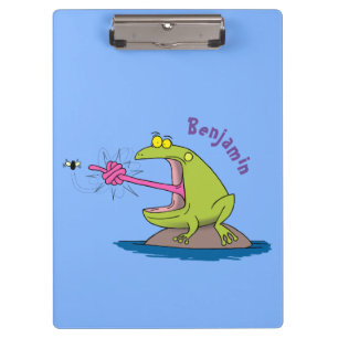 Funny Frosch und Fliege Cartoon Klemmbrett
