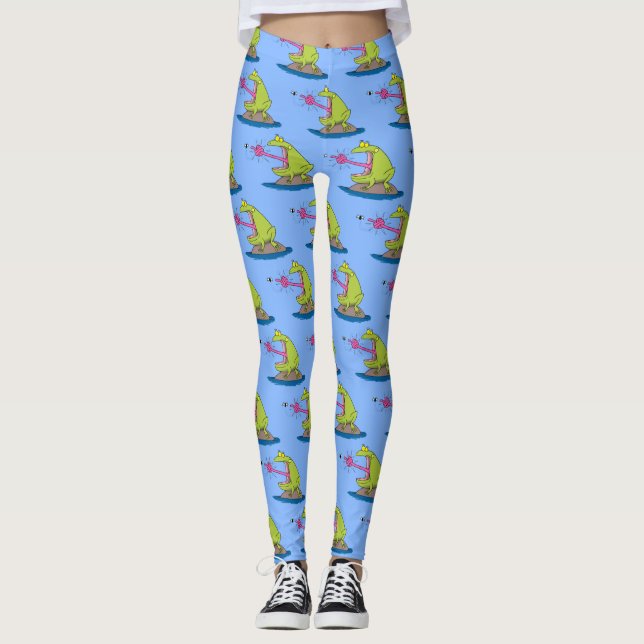 Funny Frosch und Fliege Cartoon Leggings (Vorderseite)