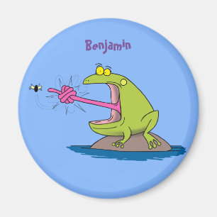 Funny Frosch und Fliege Cartoon Magnet