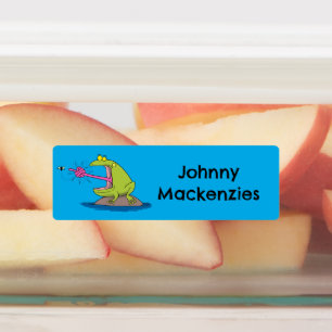 Funny Frosch und Fliege Cartoon personalisiert Etiketten