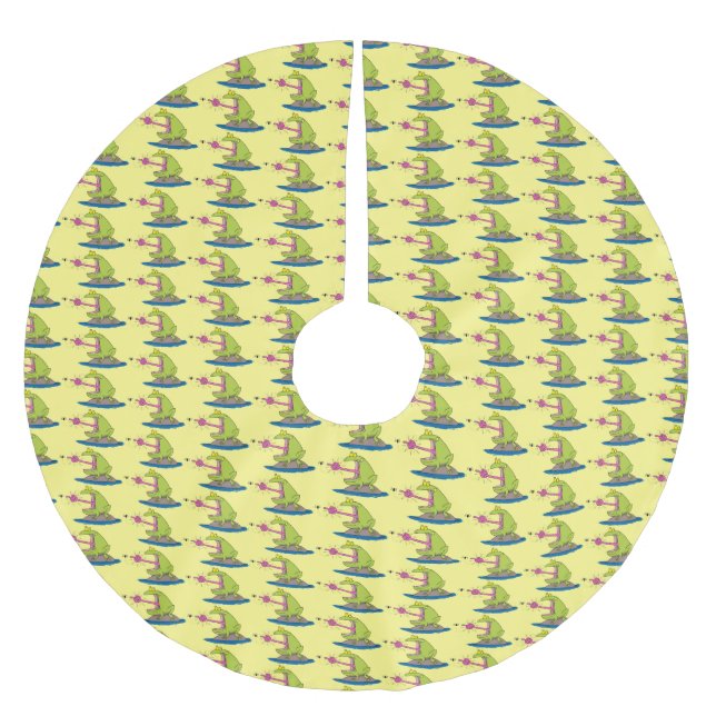 Funny Frosch und Fliege Cartoon Polyester Weihnachtsbaumdecke (Vorderseite)