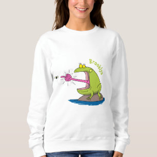 Funny Frosch und Fliege Cartoon Sweatshirt