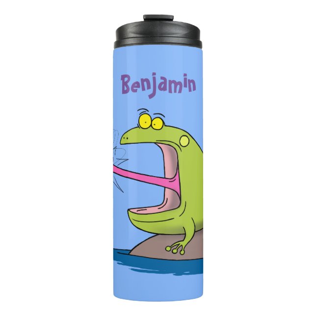 Funny Frosch und Fliege Cartoon Thermosbecher (Vorderseite)