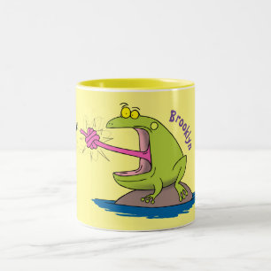 Funny Frosch und Fliege Cartoon Zweifarbige Tasse