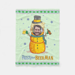 Funny Frosty Beer Man Spaß Custom Foto Weihnachten Fleecedecke
