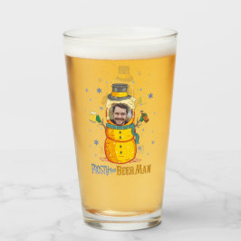 Funny Frosty Beer Man Spaß Custom Foto Weihnachten Glas
