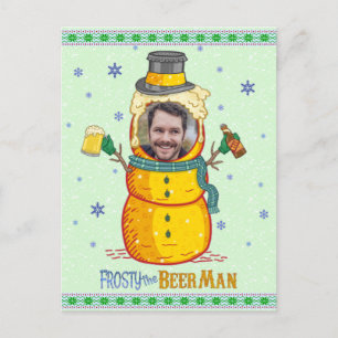 Funny Frosty Beer Man Spaß Custom Foto Weihnachten Postkarte