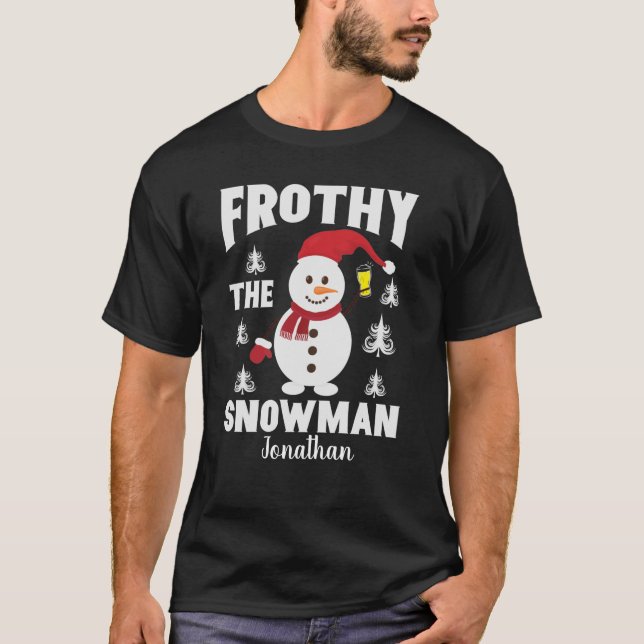 Funny Frosty the Snowman Beer T-Shirt (Vorderseite)