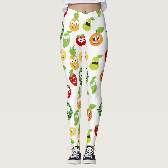 Funny Fruchtgums mit Gesichtsmuster Leggings (Vorderseite)