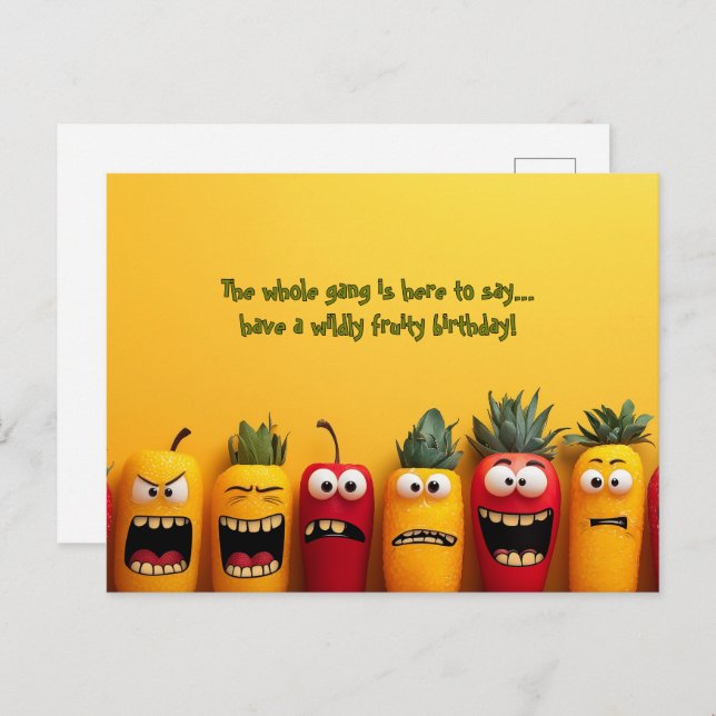 Funny Fruit Faces Birthday Postkarte (Vorne/Hinten)