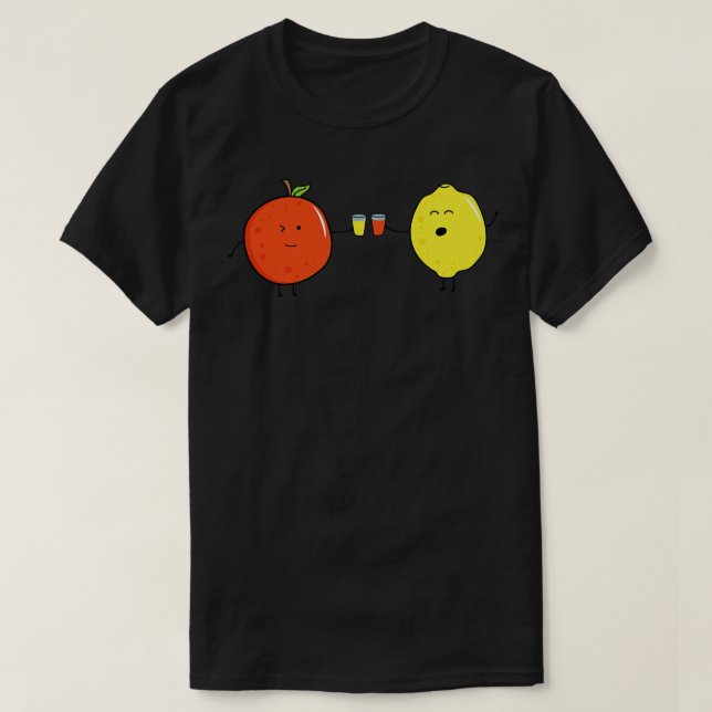 Funny Fruit Orange und Lemon Drink Juice Toget T-Shirt (Design vorne)