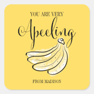 Funny Fruit Pun Apeeling Banana Valentine Sticker