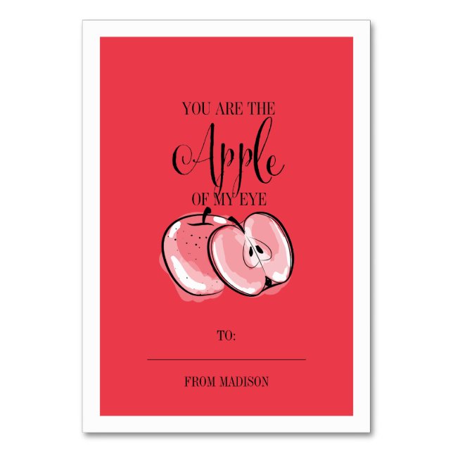 Funny Fruit Pun Apple Klassenzimmer Valentine Card Tischnummer (Vorderseite)