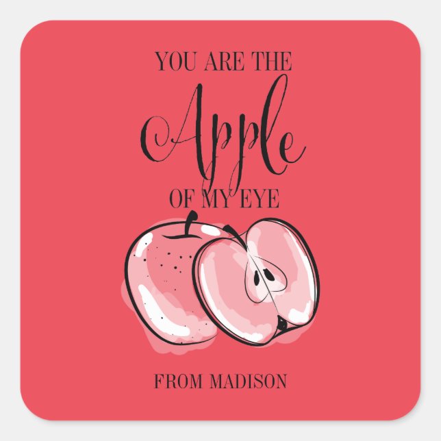 Funny Fruit Pun Apple Valentine Aufkleber (Vorderseite)