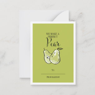 Funny Fruit Pun Birne Klassenzimmer Valentine Card Mitteilungskarte