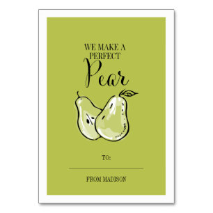 Funny Fruit Pun Birne Klassenzimmer Valentine Card Tischnummer