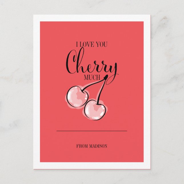 Funny Fruit Pun Cherry Valentine Postkarte (Vorderseite)