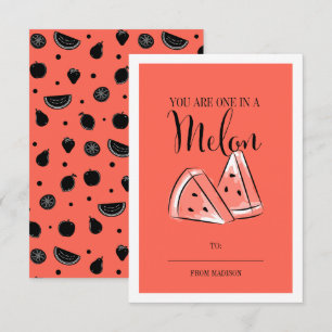 Funny Fruit Pun Melon Classroom Valentine Card Einladung