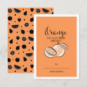 Funny Fruit Pun Orange Classroom Valentine Card Einladung