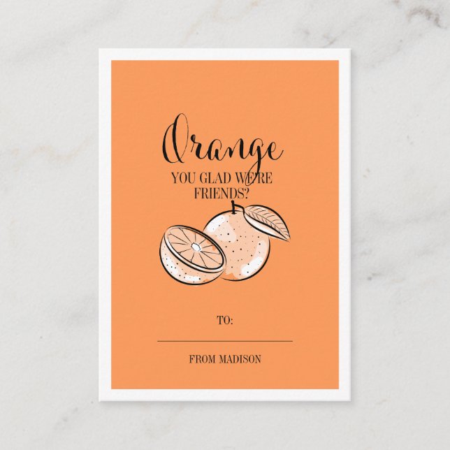 Funny Fruit Pun Orange Classroom Valentine Card Terminkarte (Vorderseite)