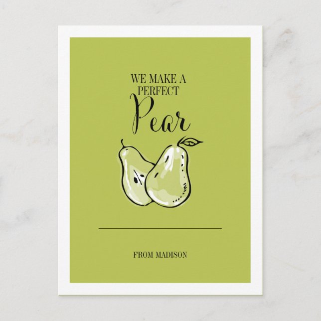 Funny Fruit Pun Perfect Pear Valentine Postkarte (Vorderseite)