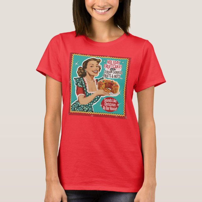Funny Fruitcake Christmas Girl - Retro T Shirt (Vorderseite)