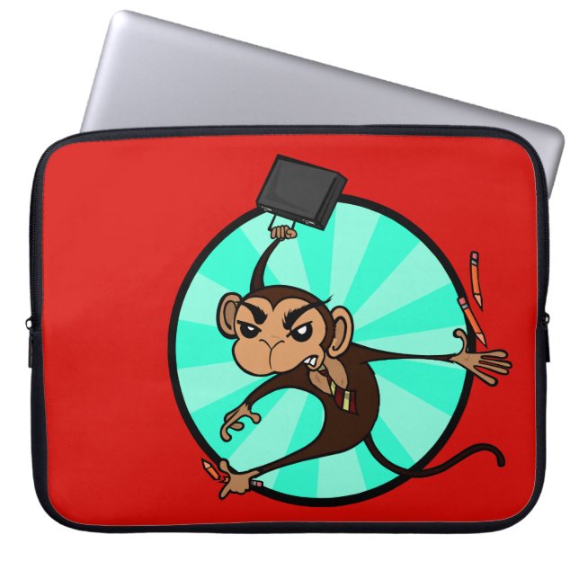 FUNNY FRUSTRATED MONKEY LAPTOP SLEEVE (Vorderseite)