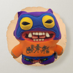 Funny Fugglers Wrestler Quirky Monster Rundes Kissen