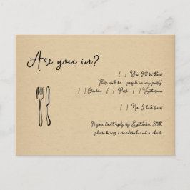 Funny & Fun Script Wedding RSVP Postcard - Kraft Einladungspostkarte