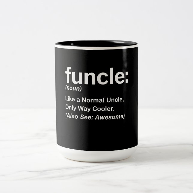 Funny Funcle Definition-Geschenk | Onkel Geschenke Zweifarbige Tasse (Mittel)