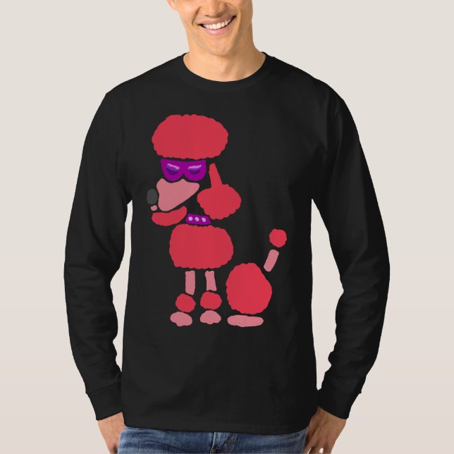 Funny Funky Cool Pink Poodle Dog Art T-Shirt (Vorderseite)
