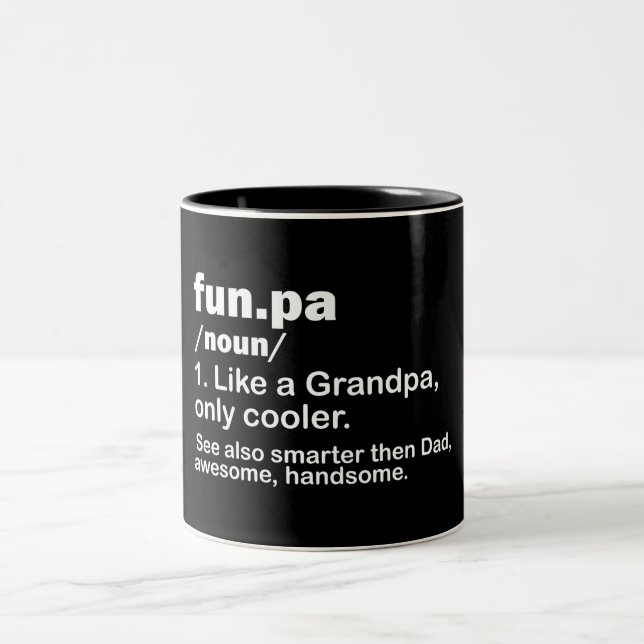 Funny Funpa/Opa Definition Zweifarbige Tasse (Mittel)