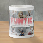 Funny Funtie Auntie Foto Collage Kaffeetasse<br><div class="desc">Die sonnige Tante-Tasse mit 8 Familienbildern,  die Sie durch Ihr eigenes ersetzen können,  das Sprichwort "Funtie,  wie eine normale Tante,  nur viel cooler" und die Kindernamen.</div>